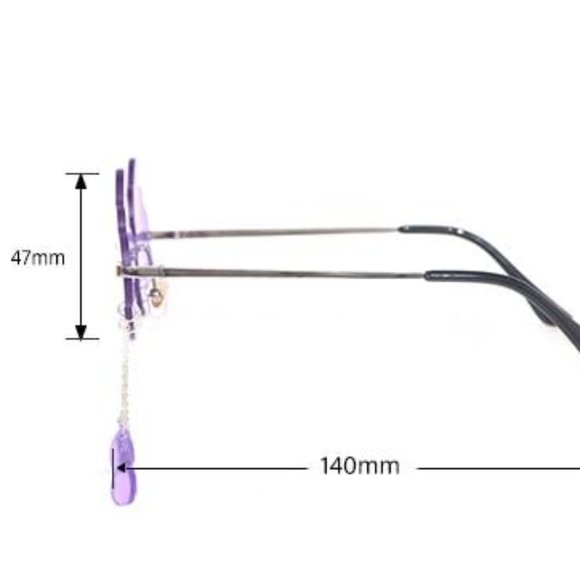 Blue Rimless Vintage Clouds Tassel Sunglas S007 - Picture 4 of 4